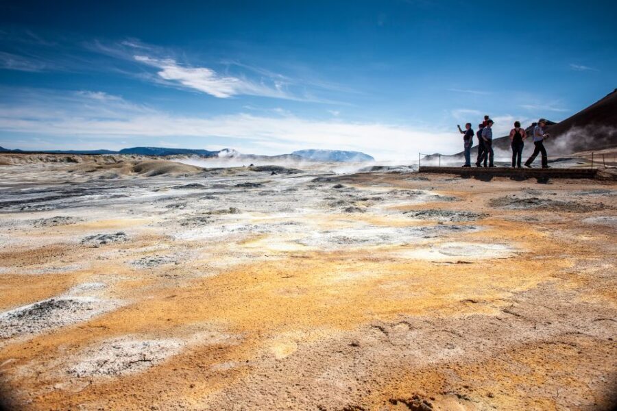 Akureyri Port: Lake Mývatn and Godafoss Waterfall Tour - Hverir geothermal area: mud pots, fumaroles, and mineral color