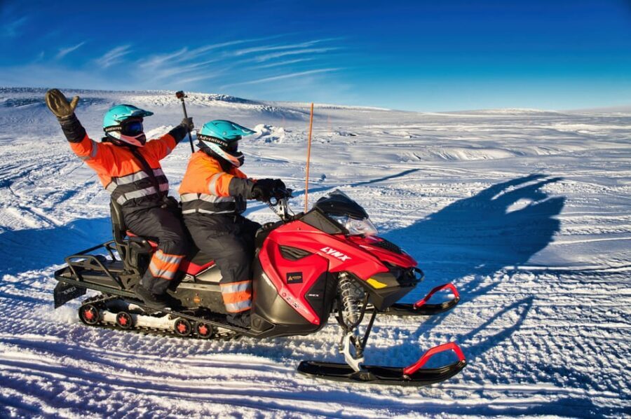 From Geysir: Snowmobile Adventure on Langjökull Glacier - The glacier views: Hofsjökull, Eiríksjökull, and Kerlingafjöll on a moving day