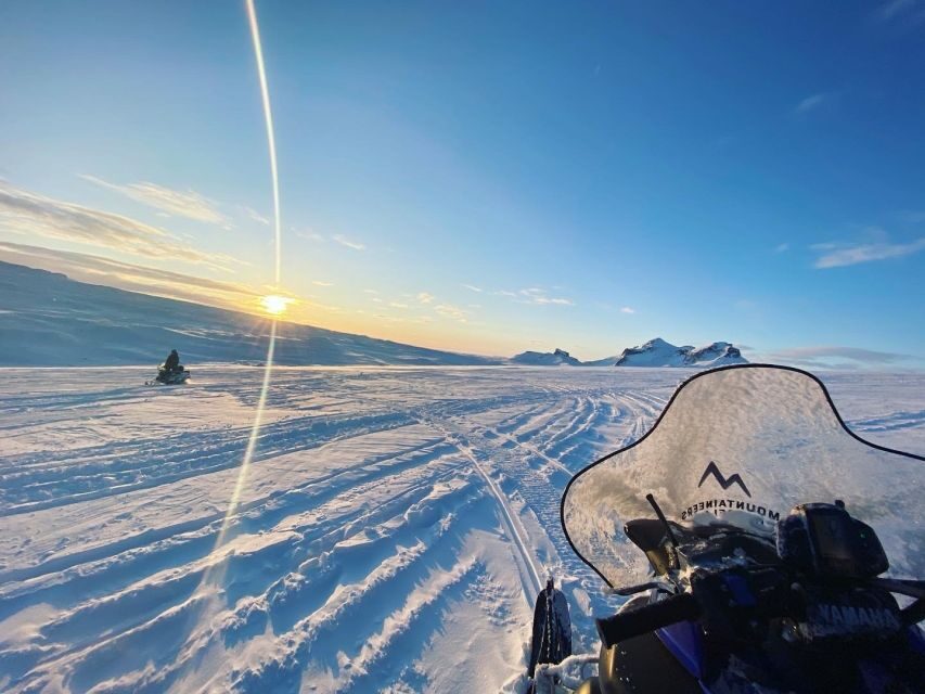 From Gullfoss: Langjökull Ice Cave and Snowmobile Tour - The 1-hour glacier ride: speed, whiteouts, and big views
