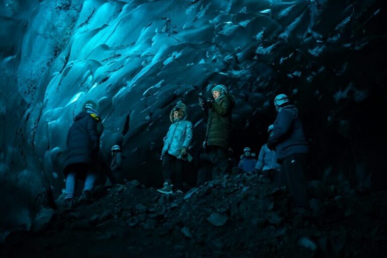 From Jökulsárlón: Vatnajökull Glacier Blue Ice Cave Tour - Getting to the cave: walking distance, crampons, and cold reality