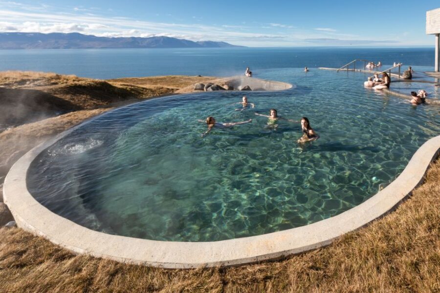 Husavik: GeoSea Geothermal Baths Entrance Ticket - The view: Skjálfandi Bay, whales, and that Northern Lights possibility
