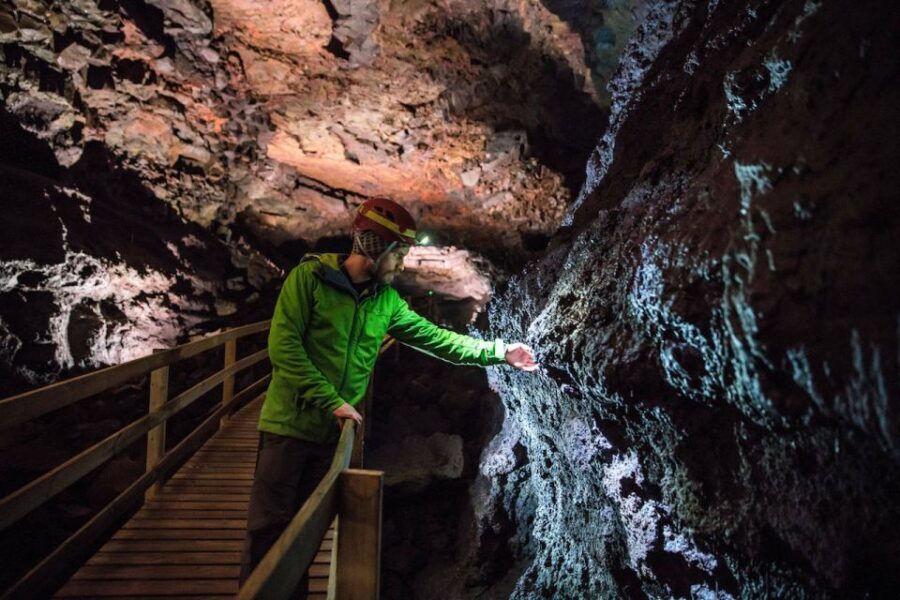 Reykjavik: Lava Cave, Hot Springs, and Waterfalls Tour - Viðgelmir Lava Cave walk: ~1,600 meters of color and dripstone